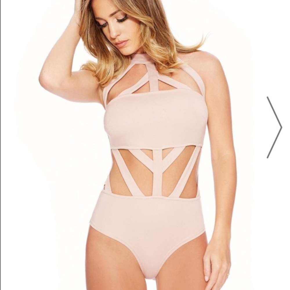 naked wardrobe Blush Strappy Cutout Bodysuit